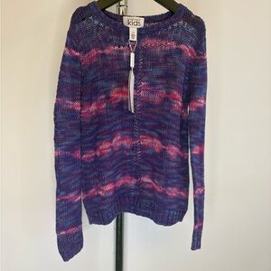 Autumn Cashmere Cotton Kids Multicolor Knit Sweater Purple Pink Size 7/8